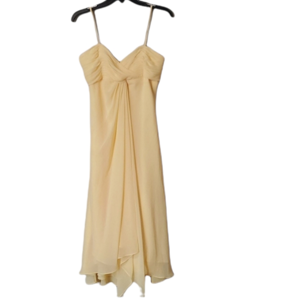 Davids Bridal yellow midi Chiffon dress